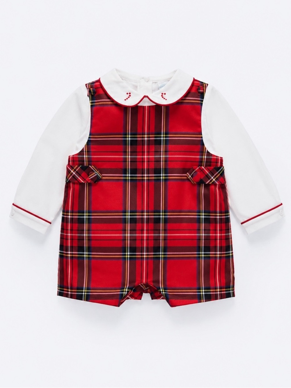 NWT Edgehill Collection x The Broke Brooke Red Tartan Plaid Jon Jon Romper 12M
